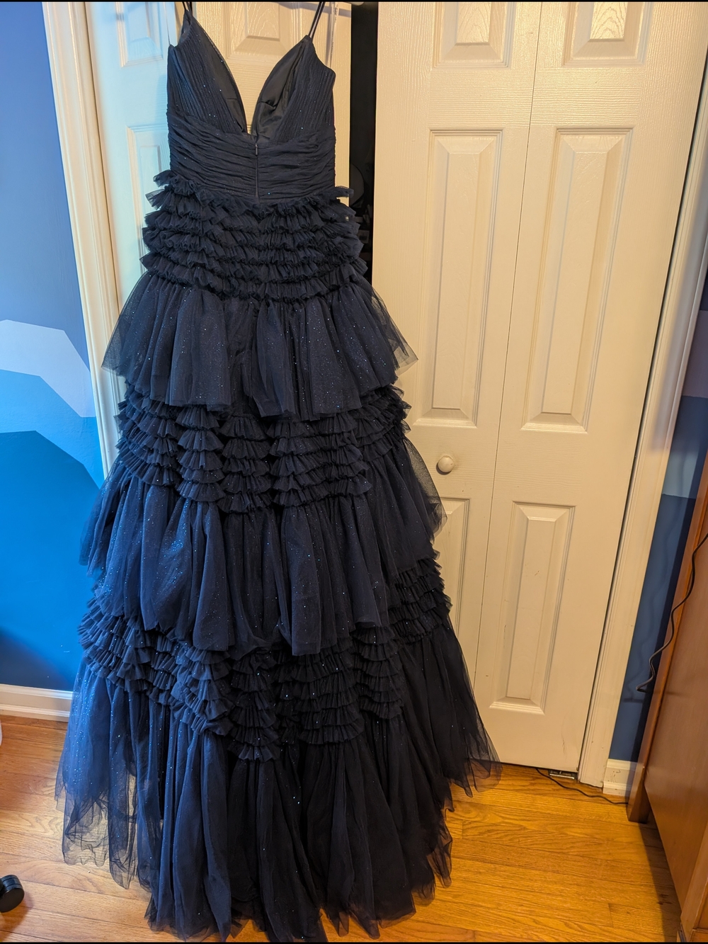 Sherri Hill Black Ruffled Tiered Prom Gown - Picture 2 of 4
